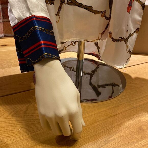 K. Jordan Butterfly/Chains Blouse, Winged Collar, Women’s Large - Picture 5 of 9